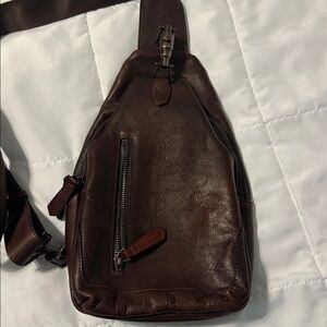 Brown Leather Sling Bag - Like New!